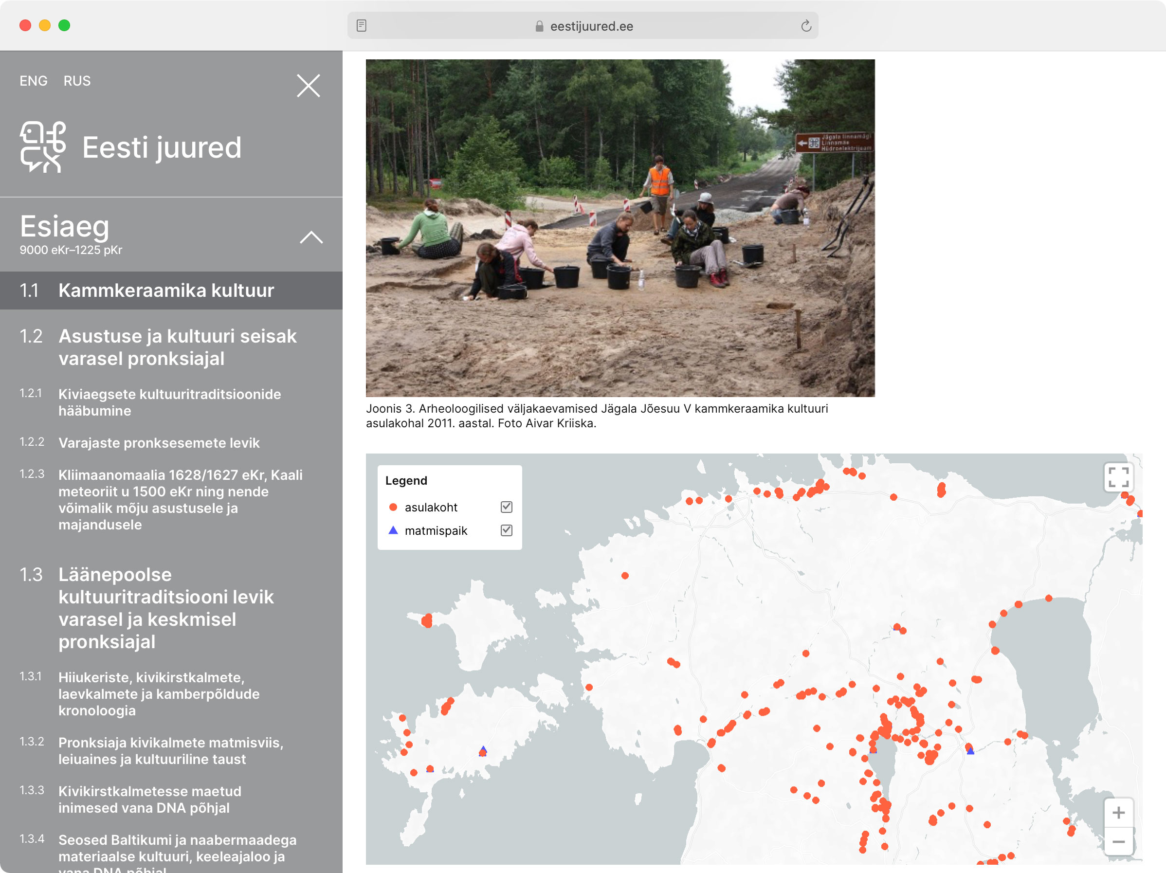 Screenshot of website for Estonian Roots