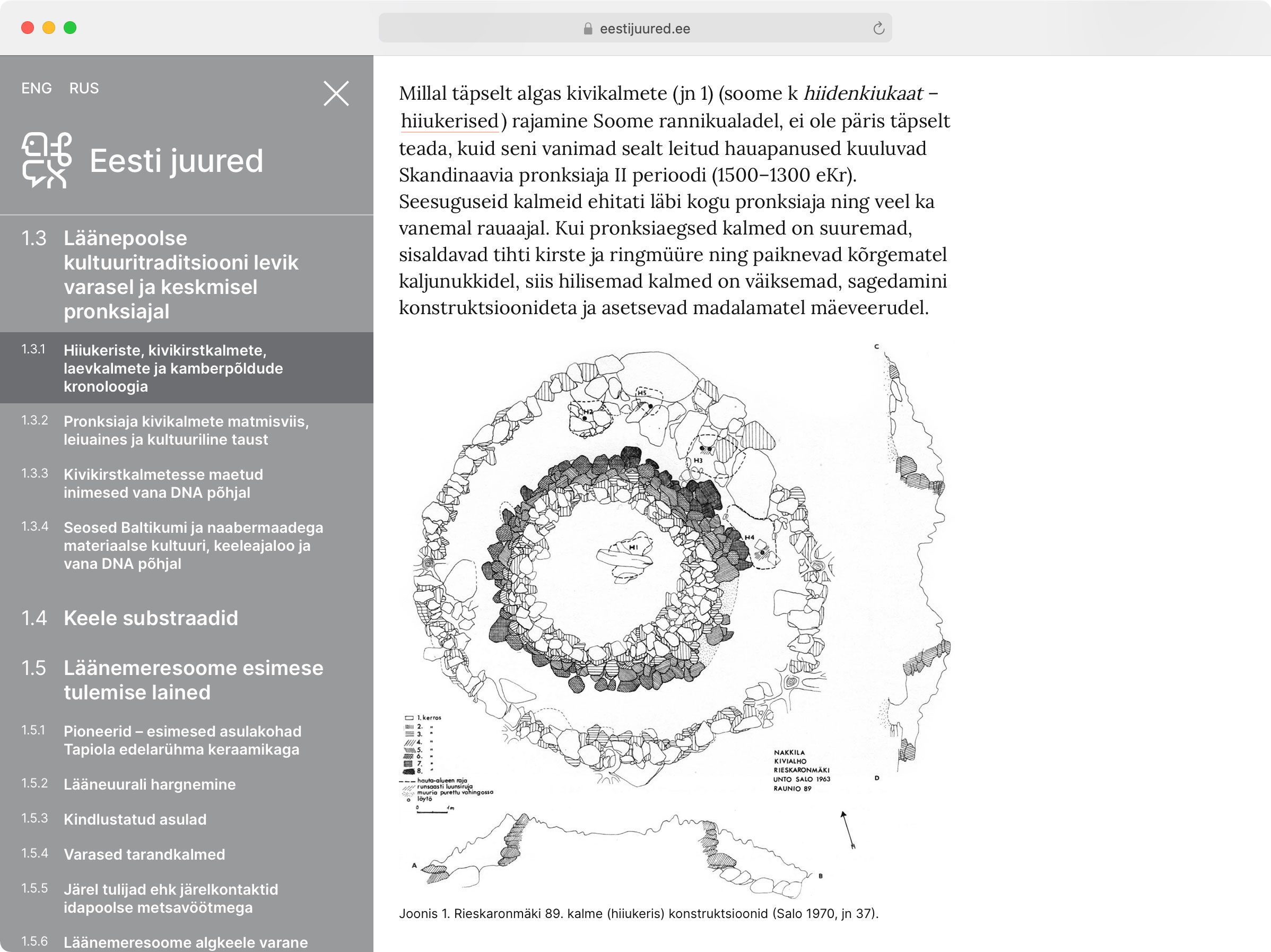 Screenshot of website for Estonian Roots